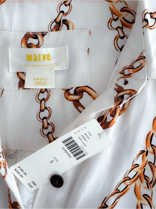 Anthropologie Maeve Chain Printed Short Sleeve Shirt Maxi Dress NWT - Picture 11 of 15